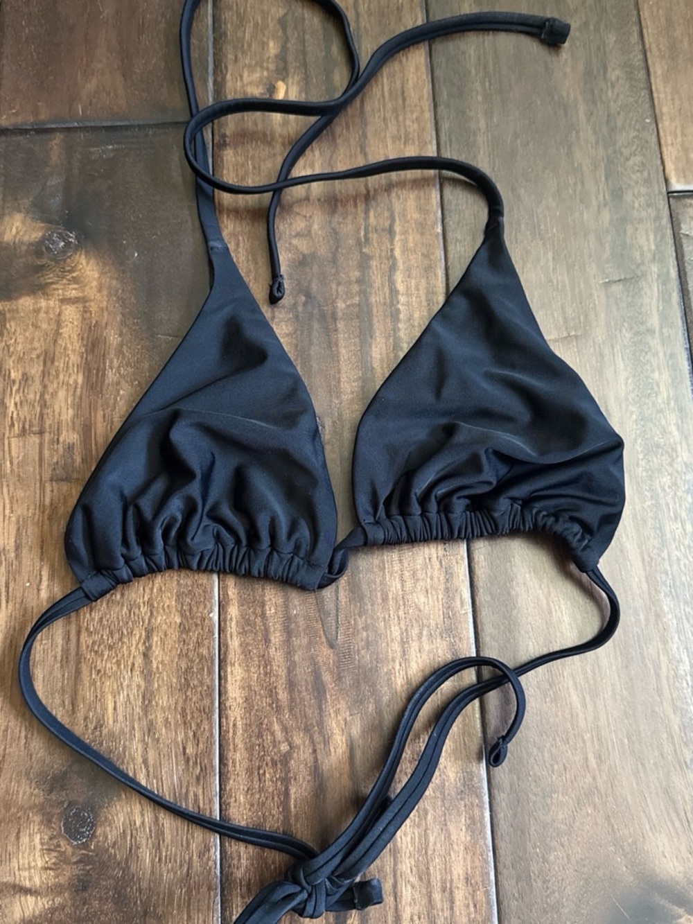Black Triangle String Bikini Top - Women Swim